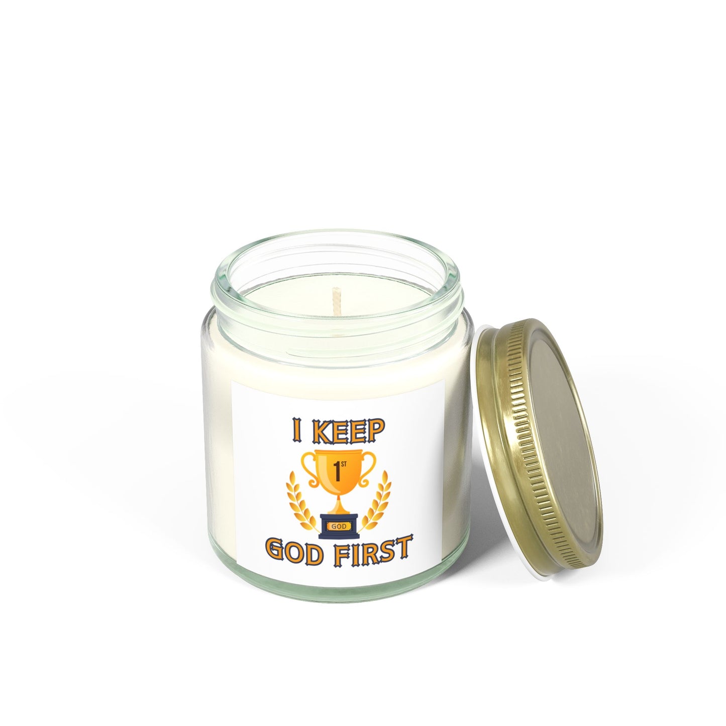 I Keep God First Scented Candle Inspirational Christian Gift for Faith-Based Living