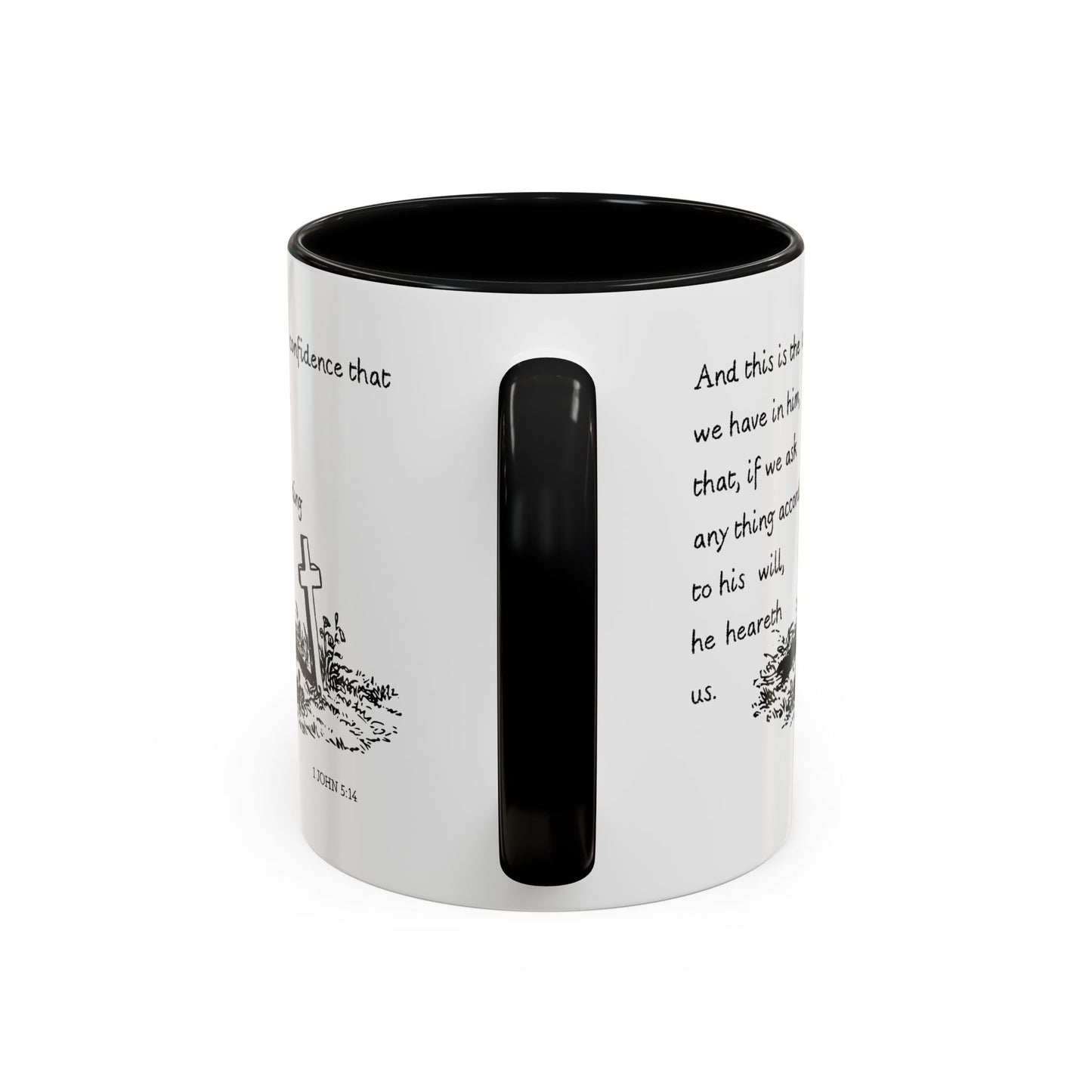 1 John 5:14 KJV Coffee Mug Confidence in Him Biblical Gift for Faith Based Coffee Lovers