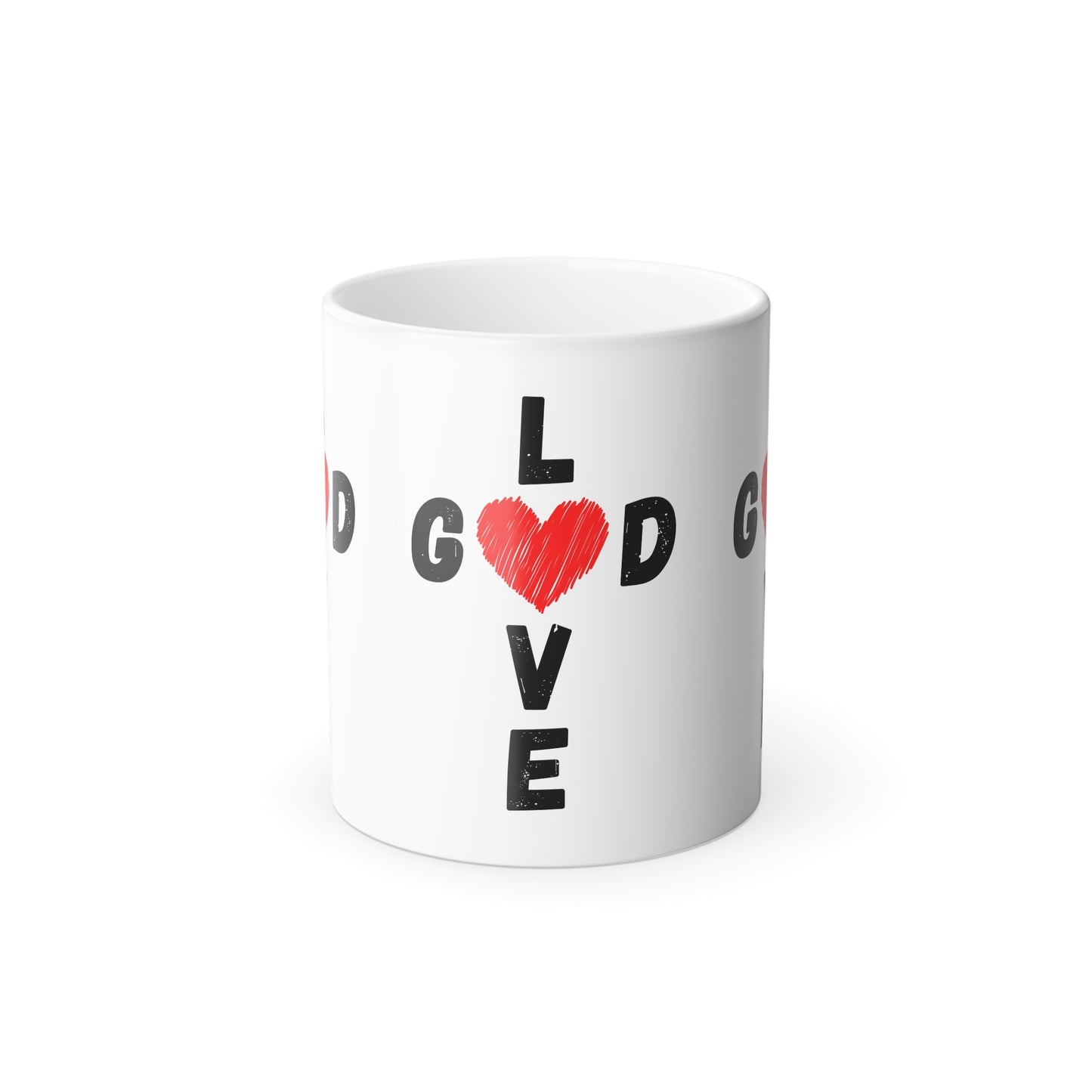 Love God Cross Shaped Color Morphing Coffee Mug Inspirational Christian Gift for Faith-Based Living