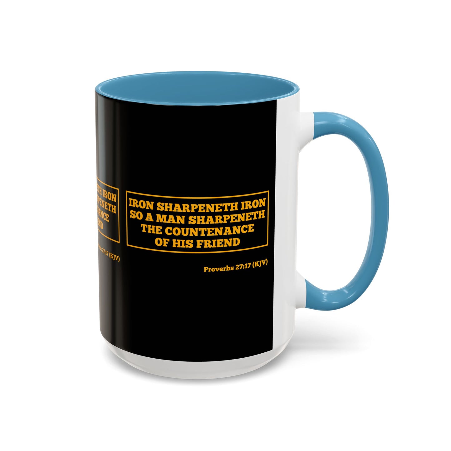 Proverbs 27:17 KJV Coffee Mug Iron Sharpens Iron Inspirational Faith Based Gift For Believers