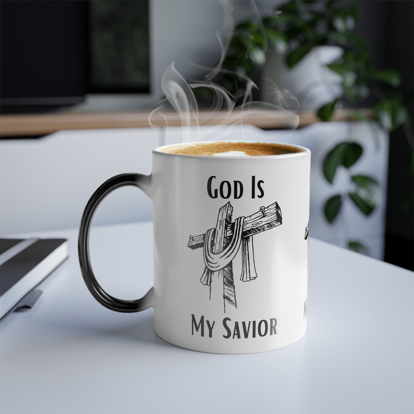 God Is My Savior Color Morphing Coffee Mug Inspirational Christian Gift for Faith-Based Coffee Lovers