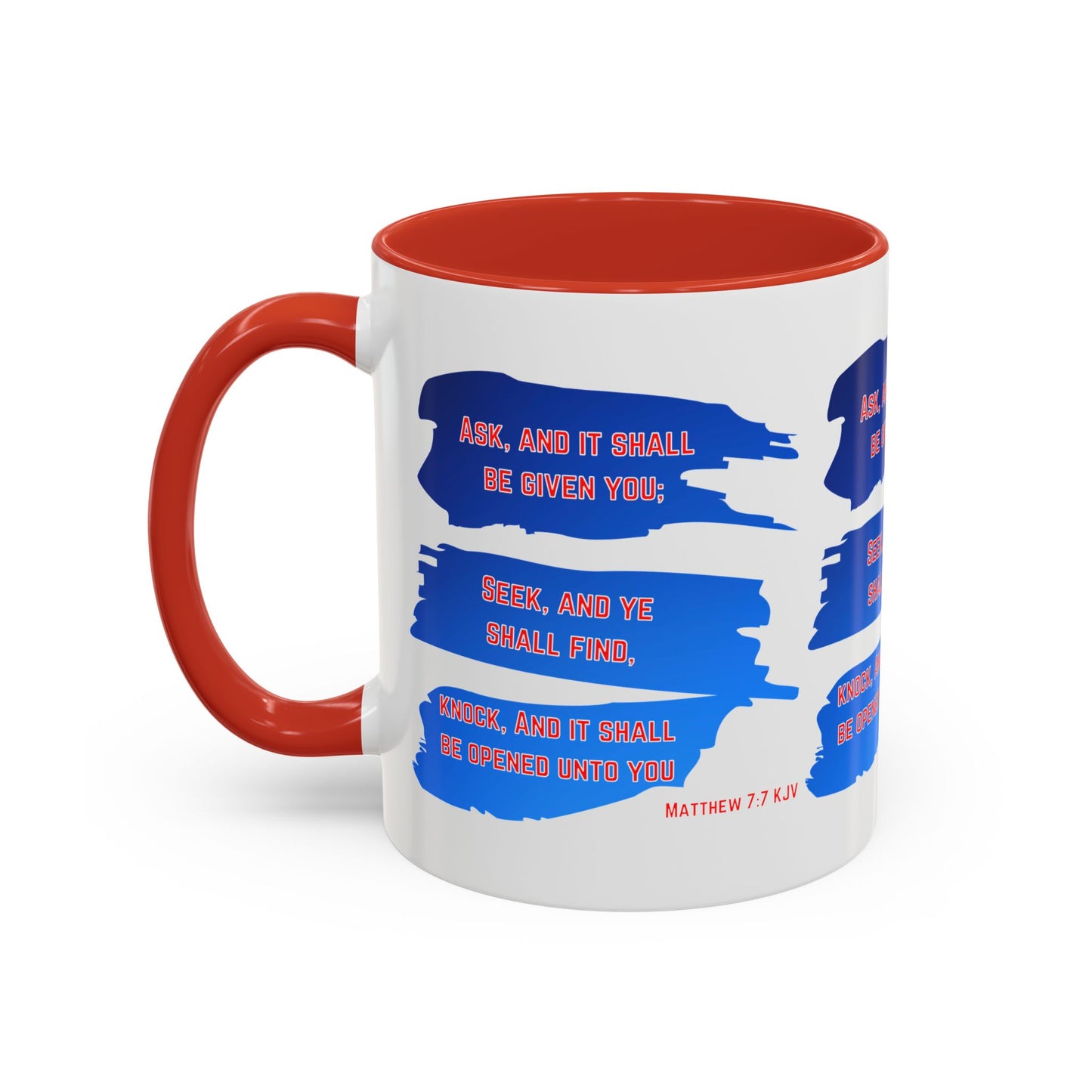 Matthew 7:7 KJV Bible Verse Coffee Mug Ask, Seek, Knock Inspirational Christian