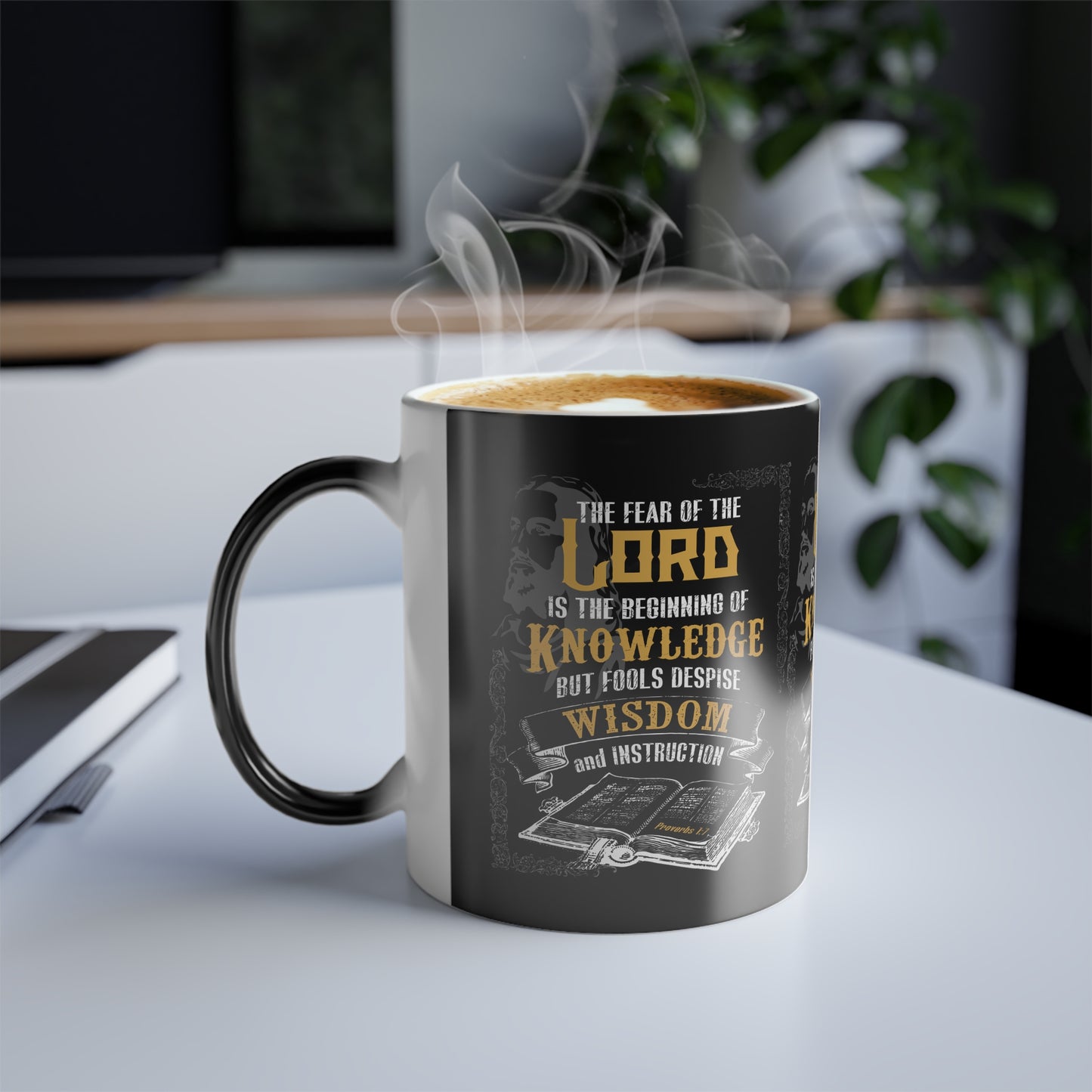 Proverbs 1:7 Bible Verse Color Morphing Coffee Mug Wisdom In Every Sip