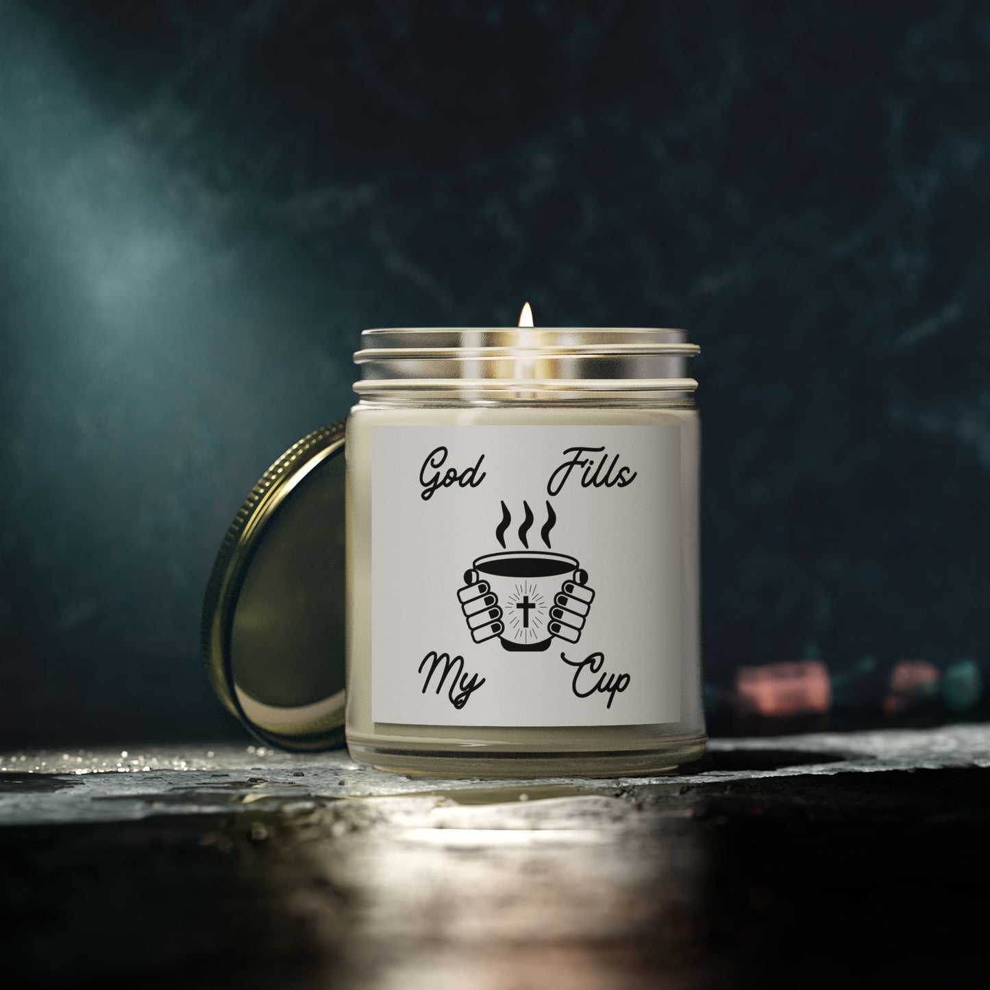 God Fills My Cup Scented Candle Inspirational Christian Gift for Faith and Encouragement for Candle Lovers