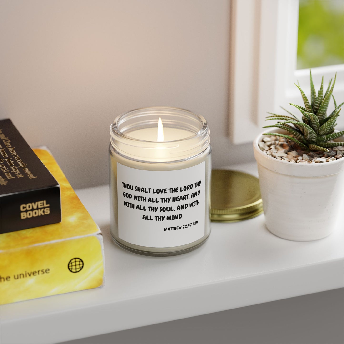 Matthew 22:37 KJV Scented Candle Love the Lord Your God Biblical Christian Gift for Faith-Based Living