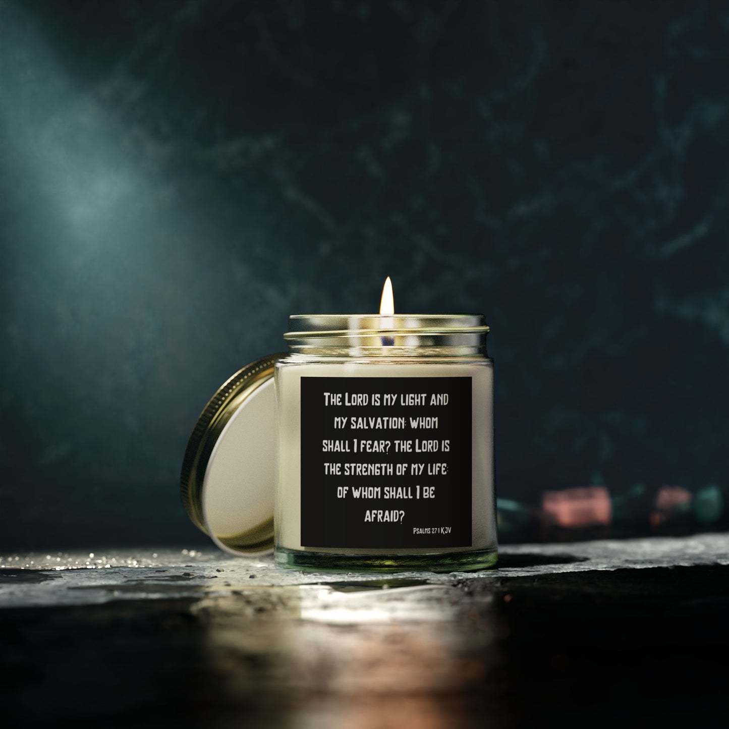 Psalms 27:1 KJV Scented Candle The Lord is My Light and My Salvation Inspirational Christian Gift for Faith Based Candle Lovers