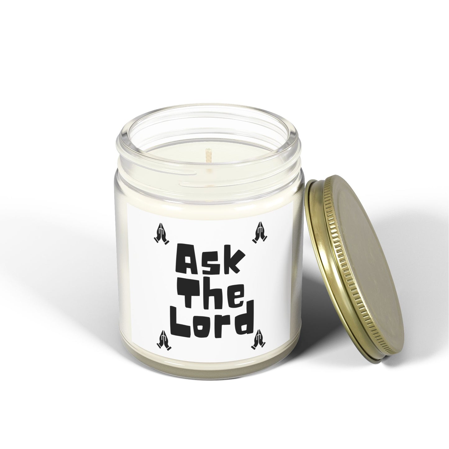 Ask The Lord Scented Candle with Praying Hands Biblical Christian Gift for Faith-Based Living