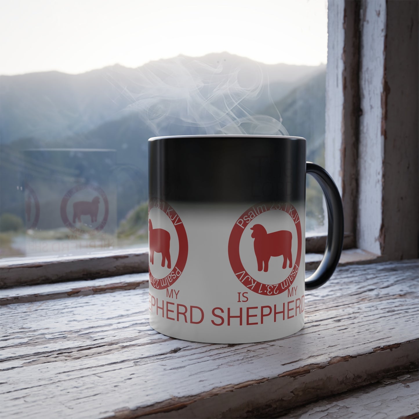 Psalm 23:1 KJV Color Morphing Coffee Mug The Lord is My Shepherd Faith Based Gift for Believers