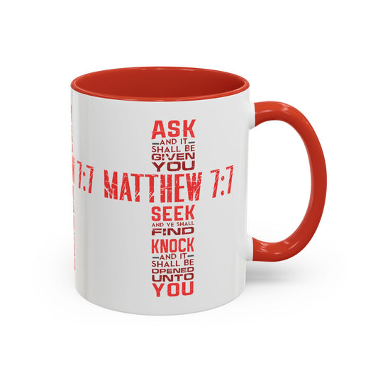 Seek and Find: Matthew 7:7 KJV Bible Verse Coffee Mug Inspirational Christian Gift