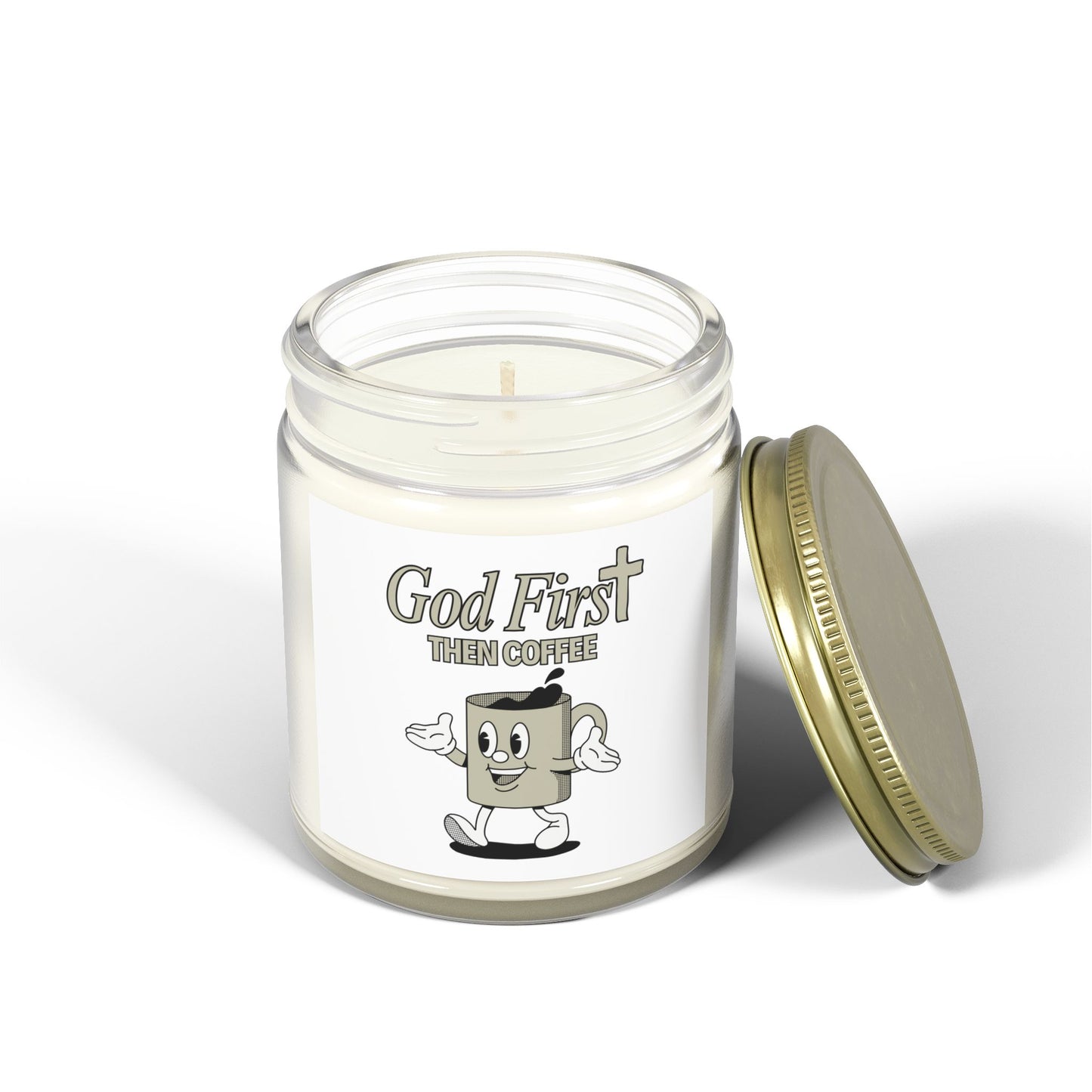 God First Then Coffee Scented Candle Inspirational Christian Gift for Faith Based Candle Lovers