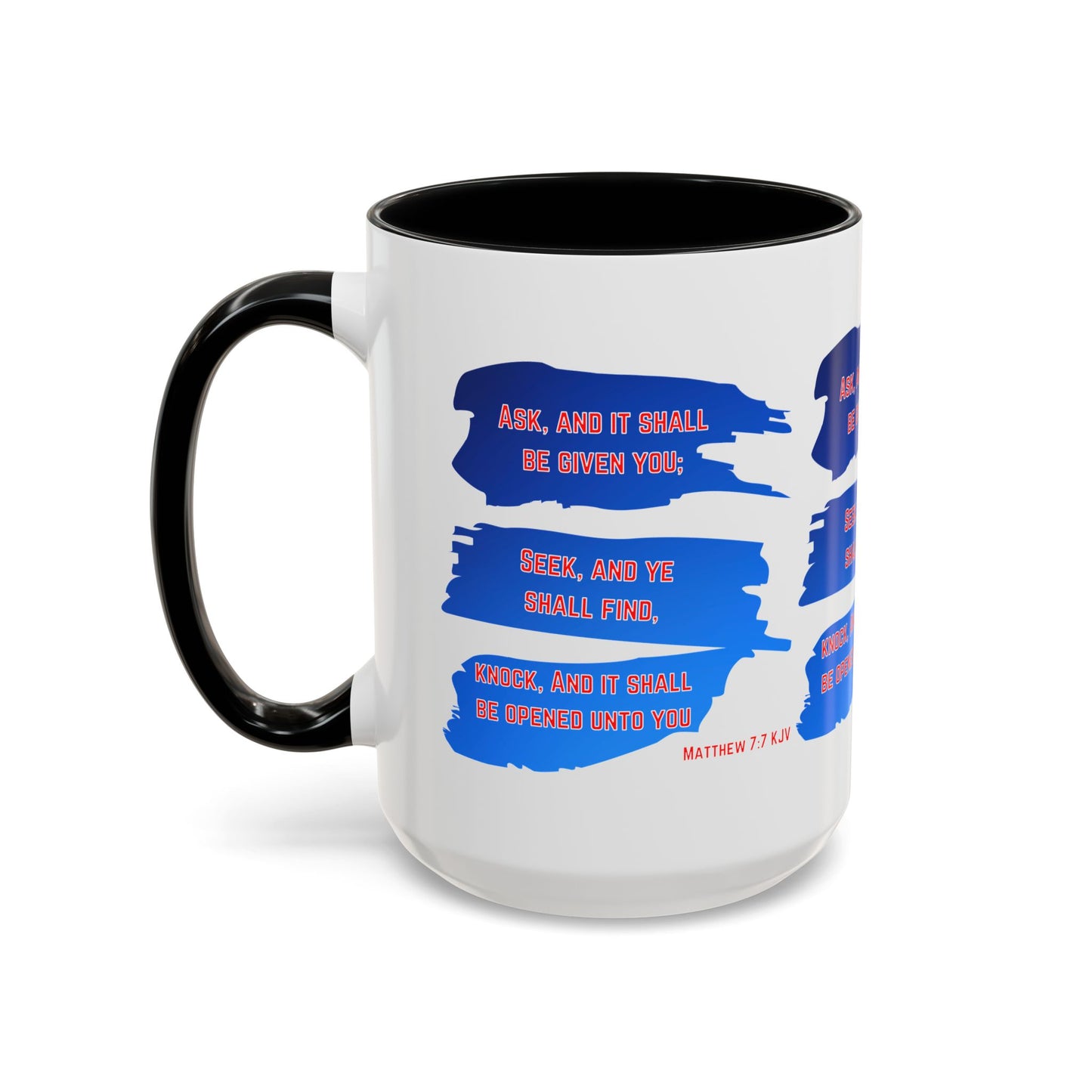 Matthew 7:7 KJV Bible Verse Coffee Mug Ask, Seek, Knock Inspirational Christian