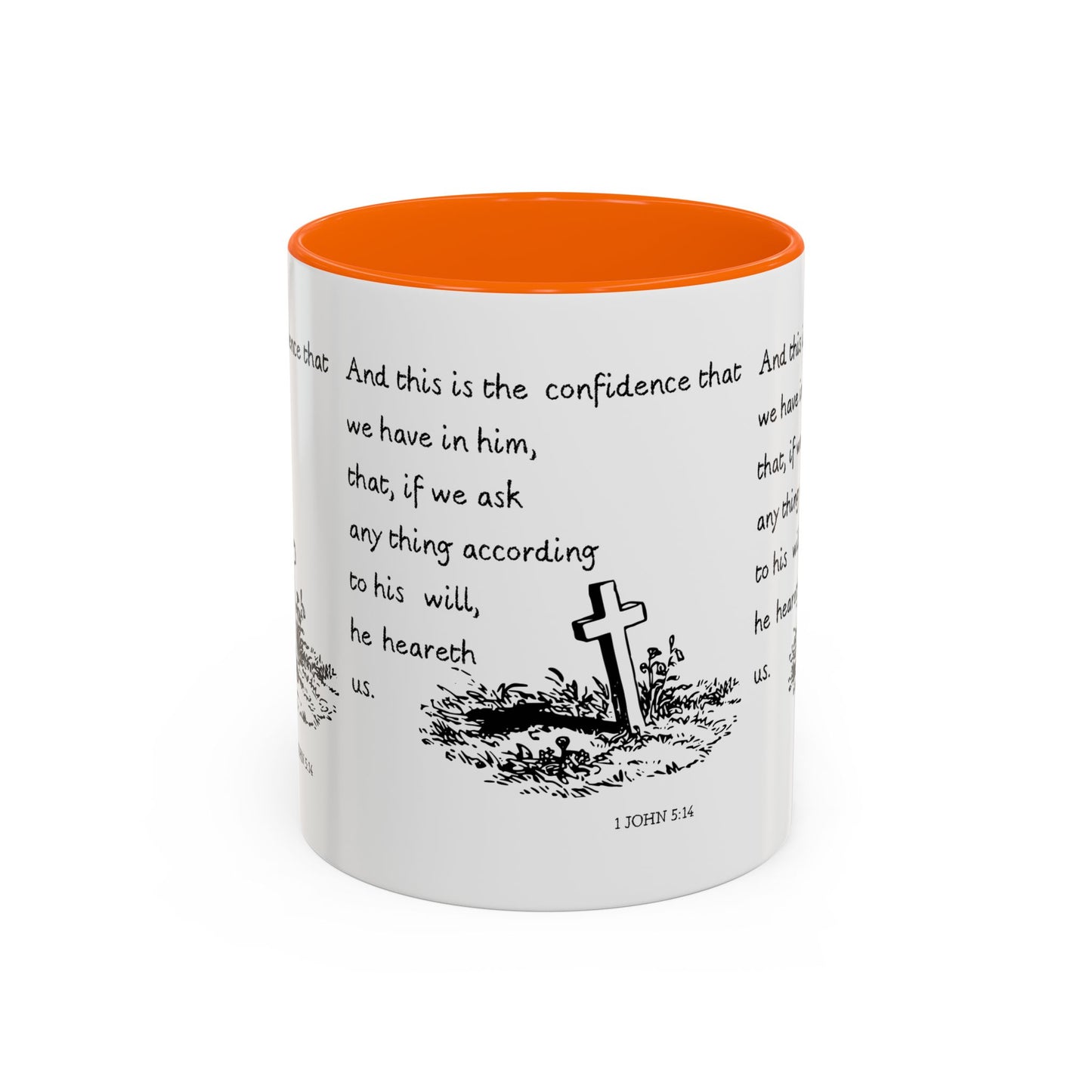 1 John 5:14 KJV Coffee Mug Confidence in Him Biblical Gift for Faith Based Coffee Lovers