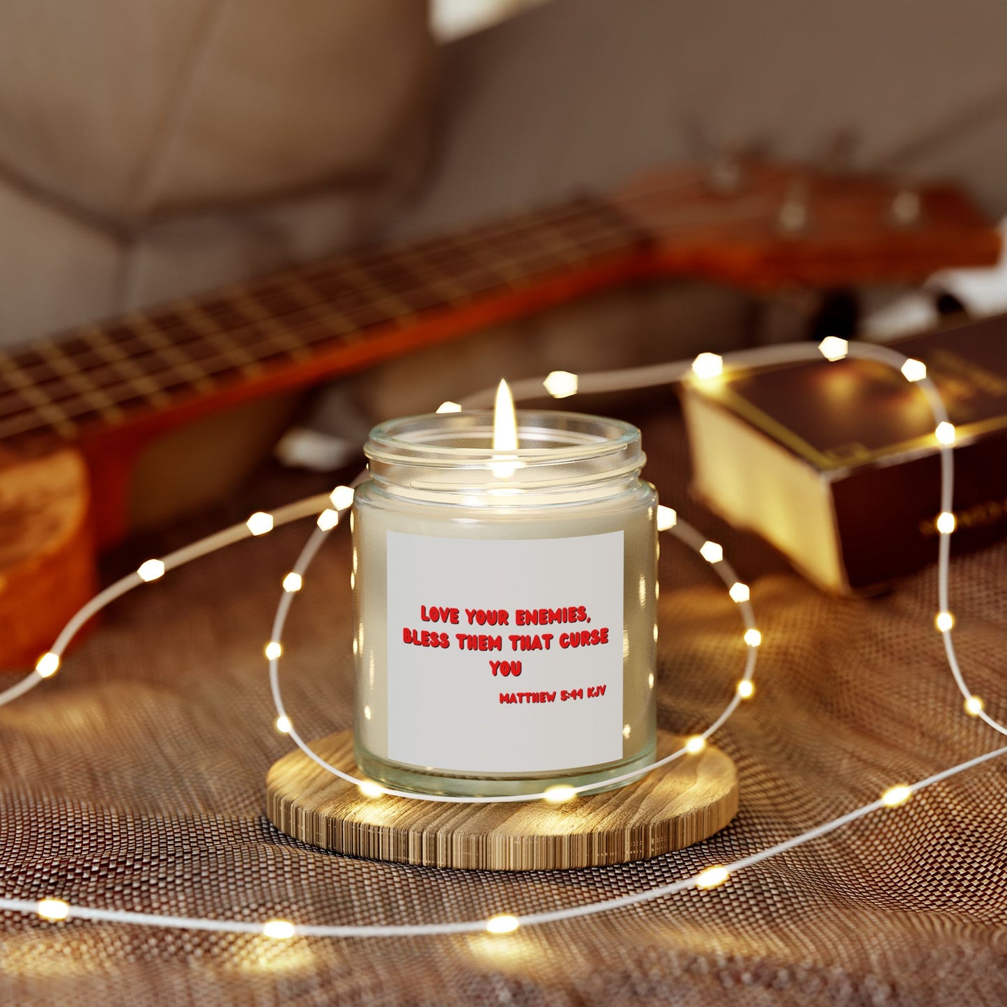 Matthew 5:44 KJV Scented Candle Love Your Enemies Biblical Christian Gift for Faith-Based Living