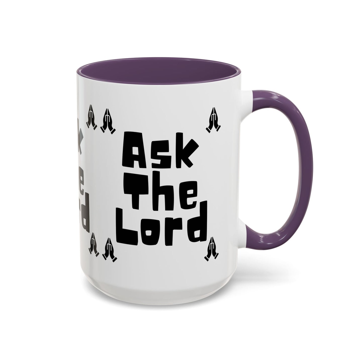 Ask The Lord Coffee Mug with Praying Hands Biblical Christian Gift for Faith-Based Living