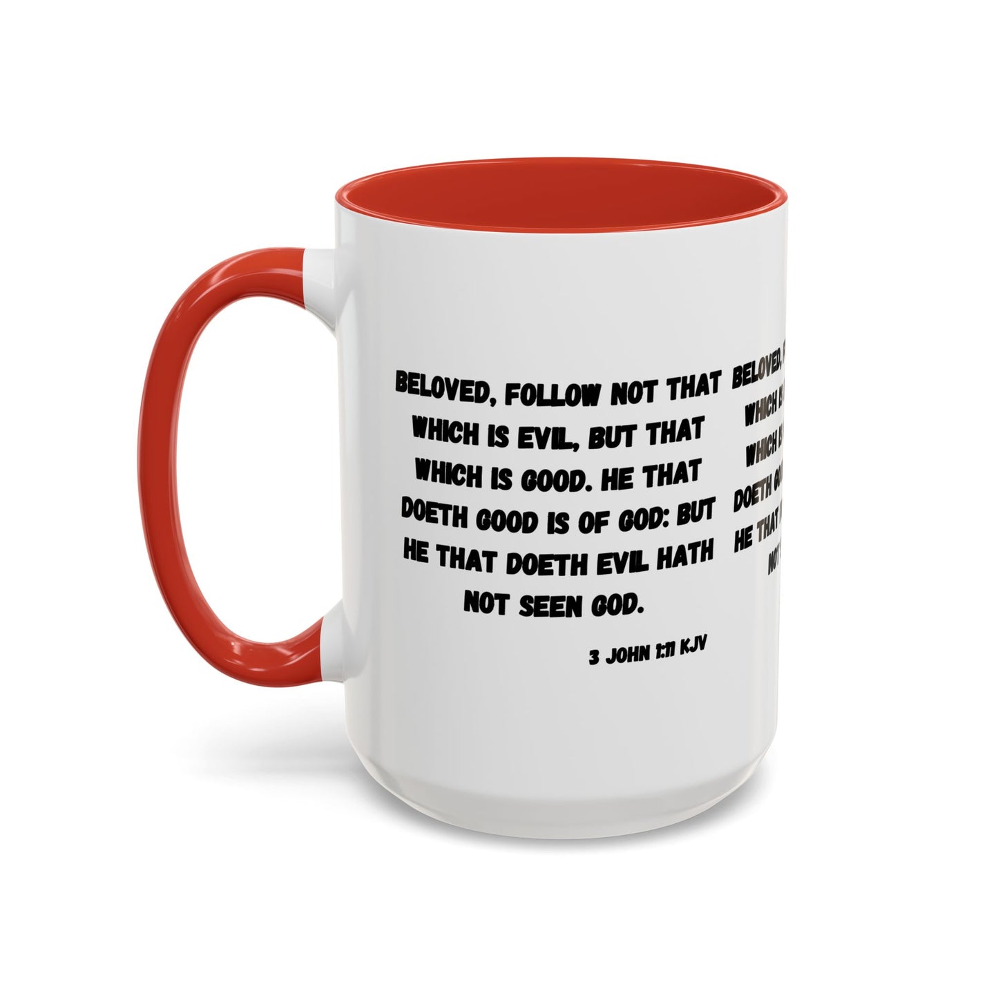 3 John 1:11 KJV Coffee Mug Beloved Follow Not That Which is Evil Inspirational Christian Gift for Faith Based Coffee Lovers