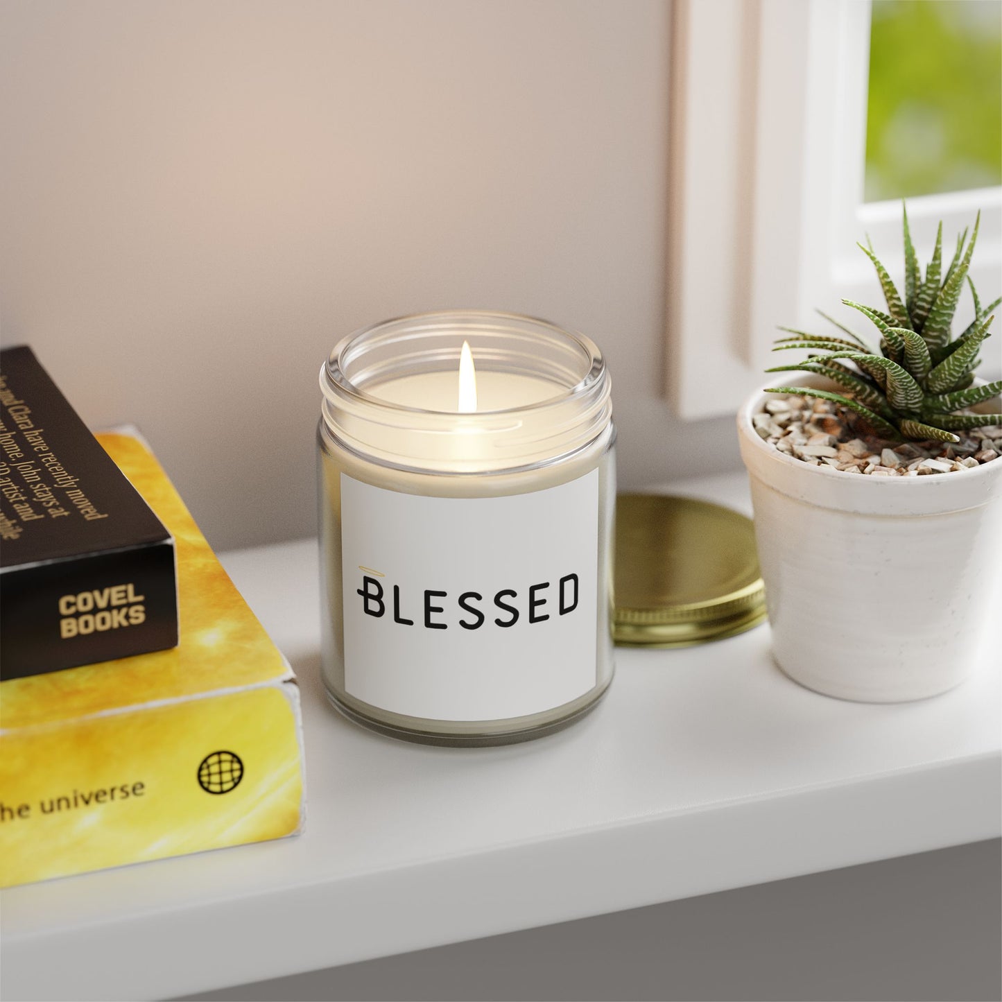 Blessed Scented Candle with Yellow Halo Inspirational Christian Gift