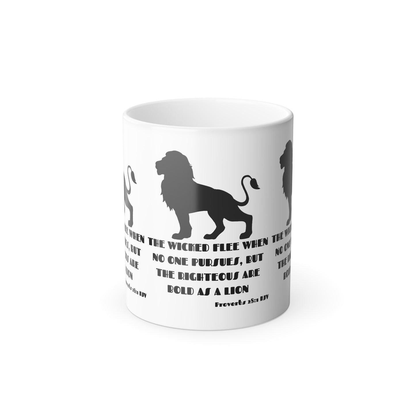 Proverbs 28:1 KJV Color Morphing Coffee Mug The Righteous Are Bold as a Lion Christian Gift for Faith-Based Living