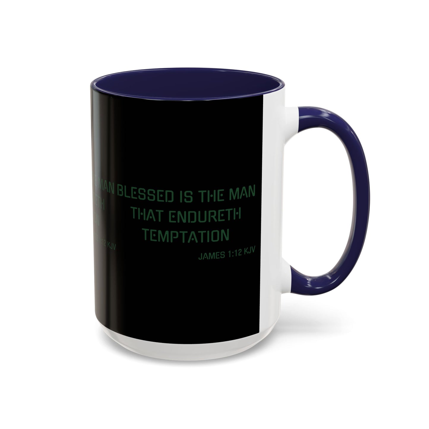 James 1:12 KJV Coffee Mug Blessed is the Man Biblical Christian Gift for Faith-Based Coffee Lovers