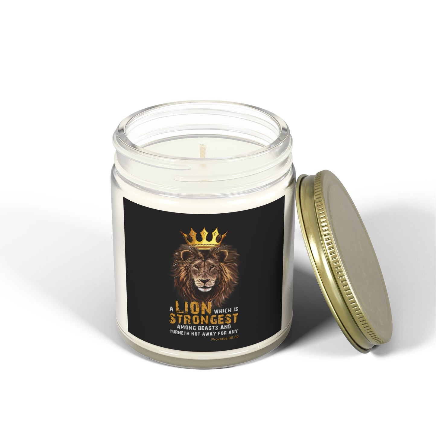 Proverbs 30:30 KJV Bible Verse Scented Candle Strength & Courage in Every Glow