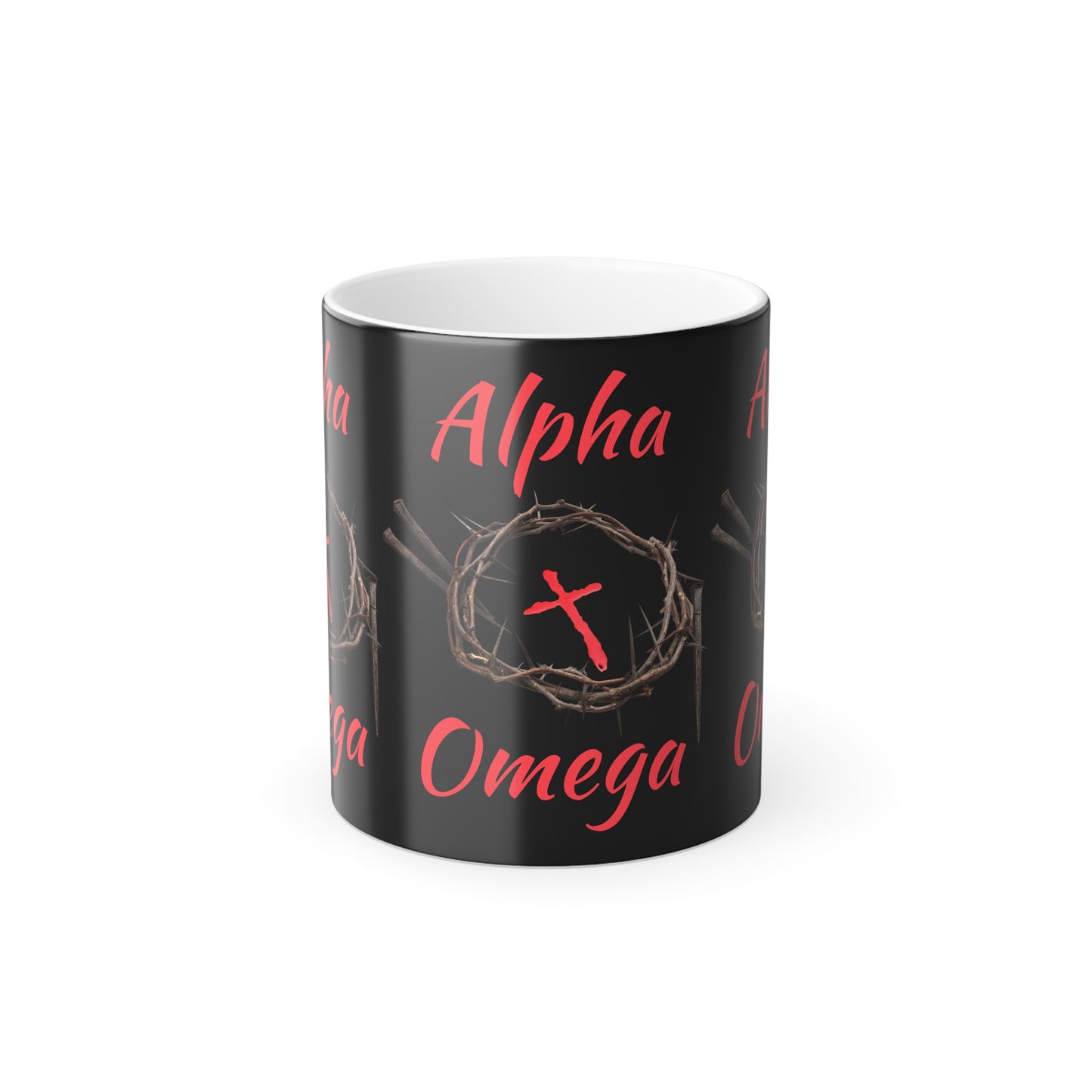 Alpha Omega Color Morphing Coffee Mug Based On Revelation 22:13 KJV Bible Verse