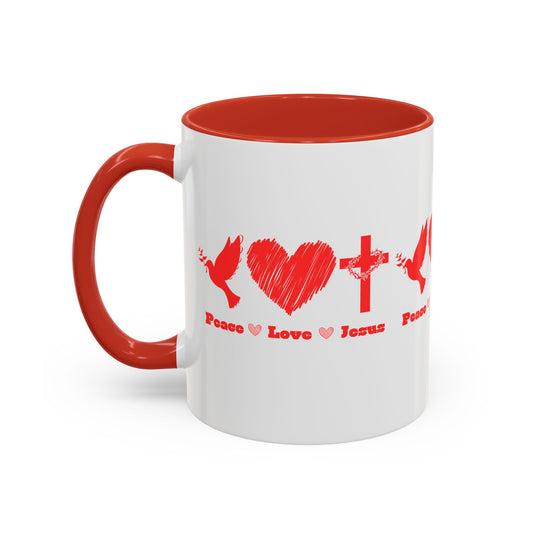 Peace Love Jesus Coffee Mug Faith Based Christian Gift