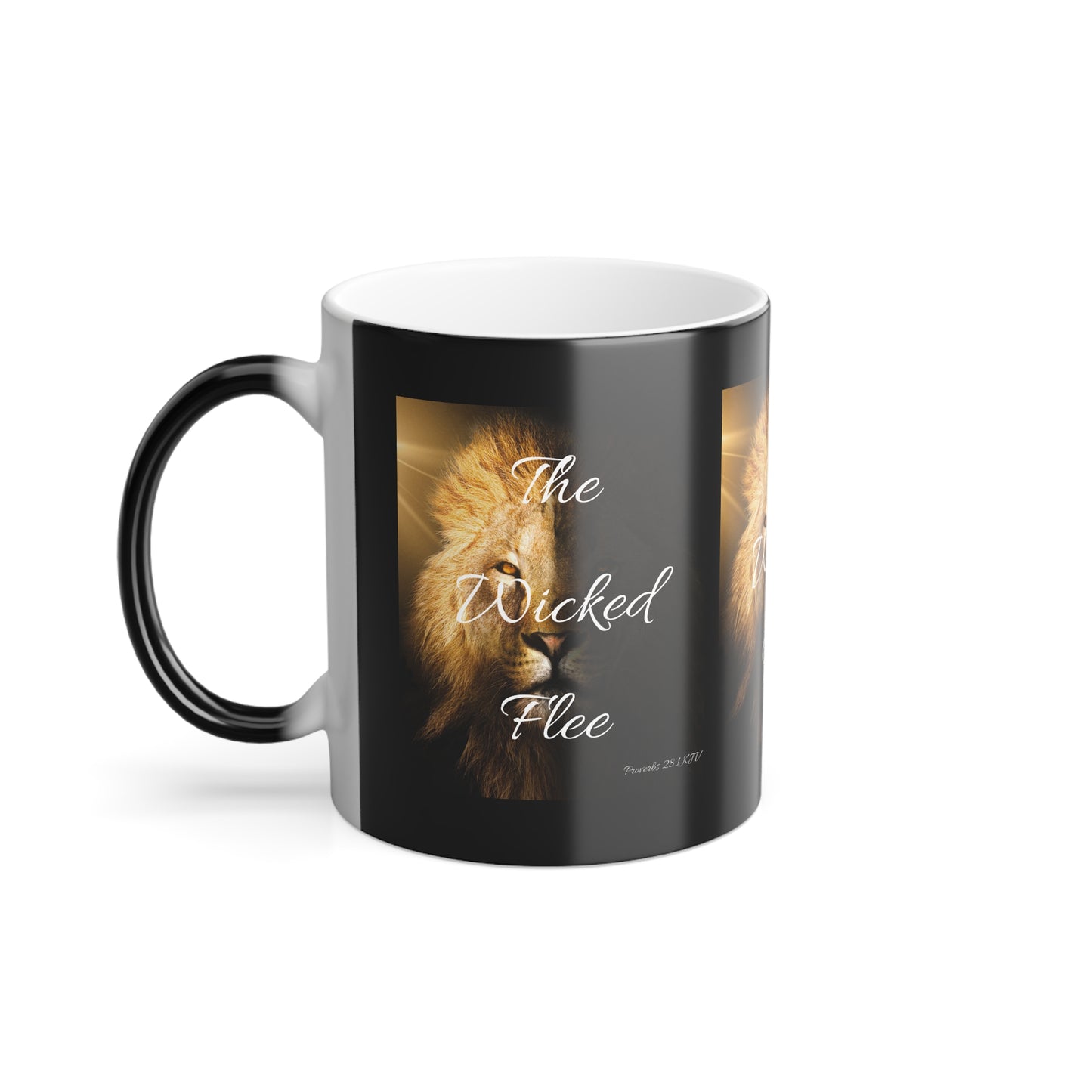 Proverbs 28:1 KJV Color Morphing Coffee Mug The Righteous Are Bold As A Lion Faith Based Christian Gift