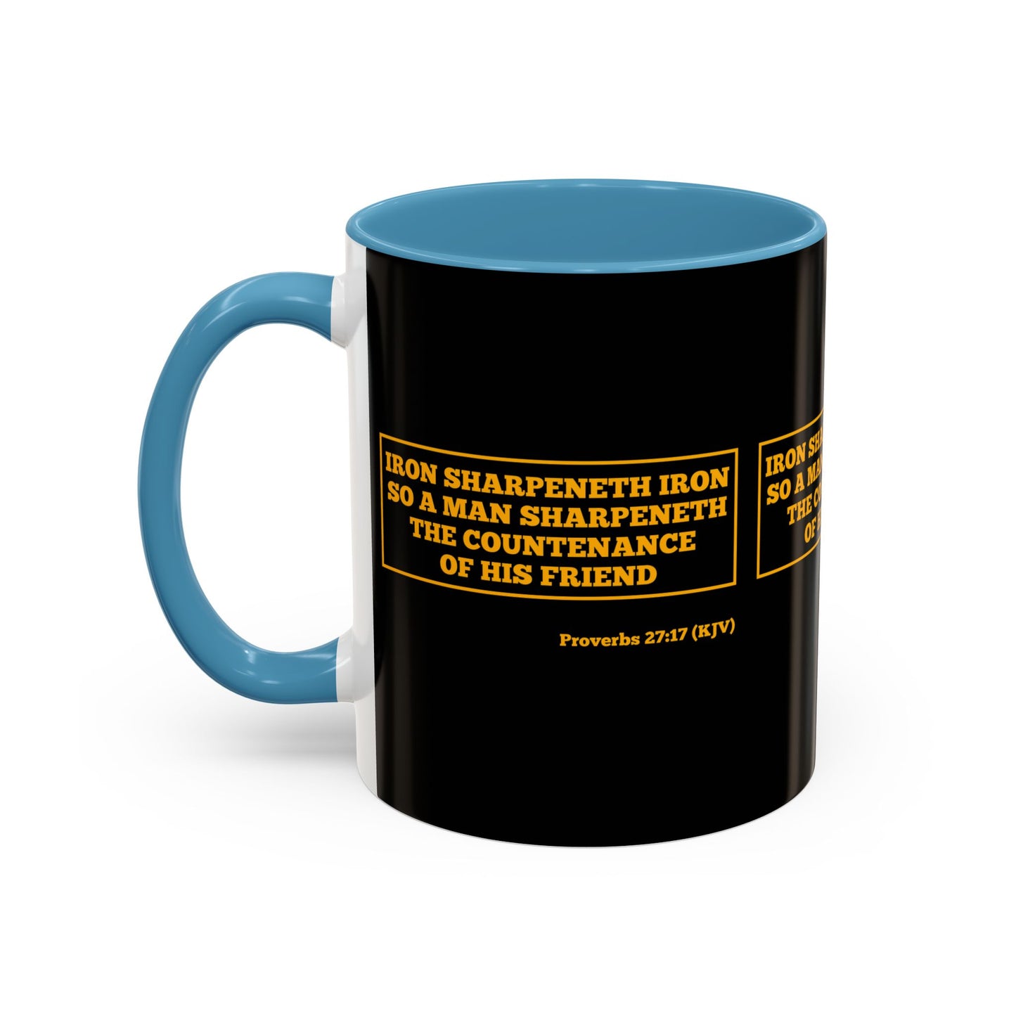 Proverbs 27:17 KJV Coffee Mug Iron Sharpens Iron Inspirational Faith Based Gift For Believers