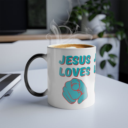 Jesus Loves You Color Morphing Coffee Mug Inspirational Christian Gift for Daily Encouragement