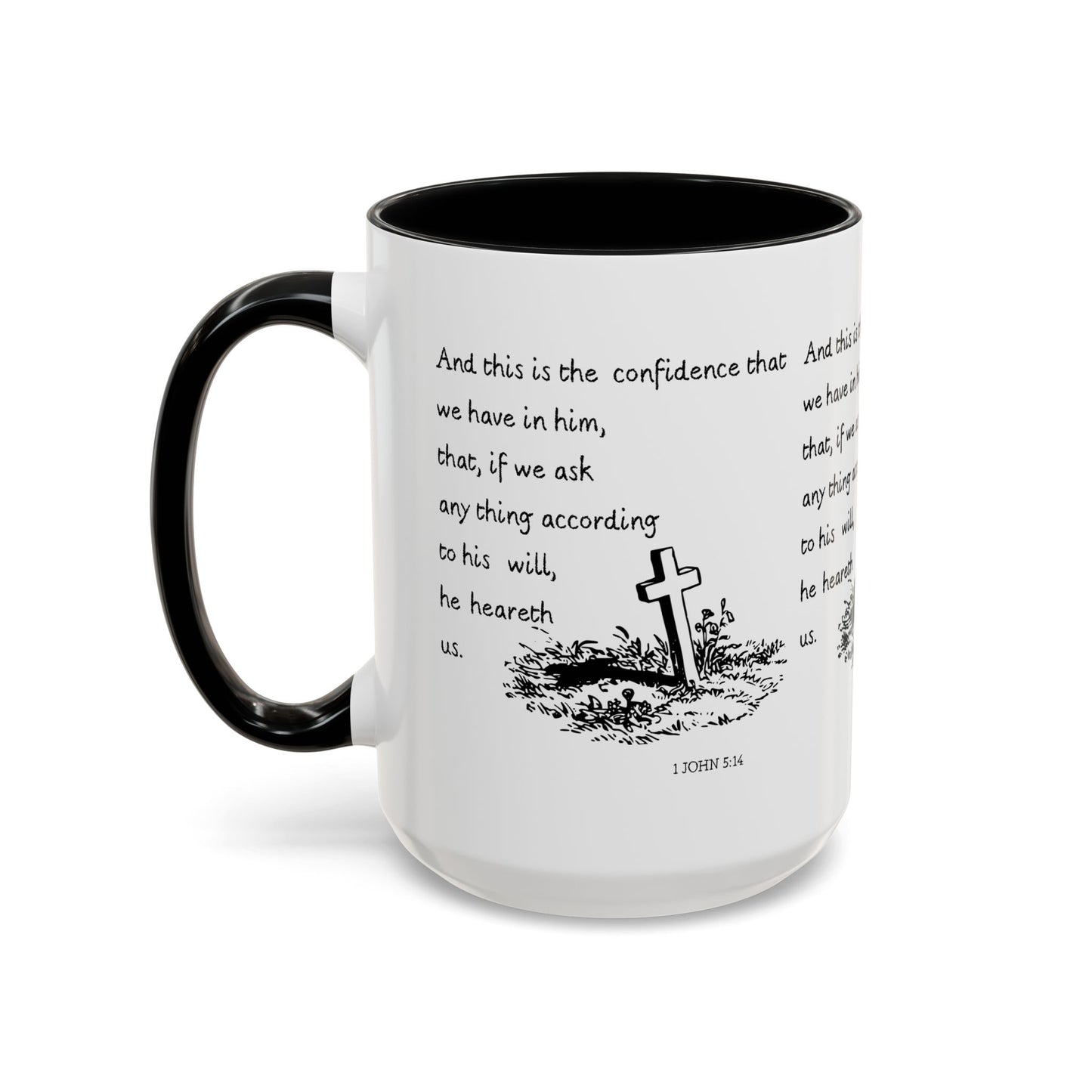 1 John 5:14 KJV Coffee Mug Confidence in Him Biblical Gift for Faith Based Coffee Lovers