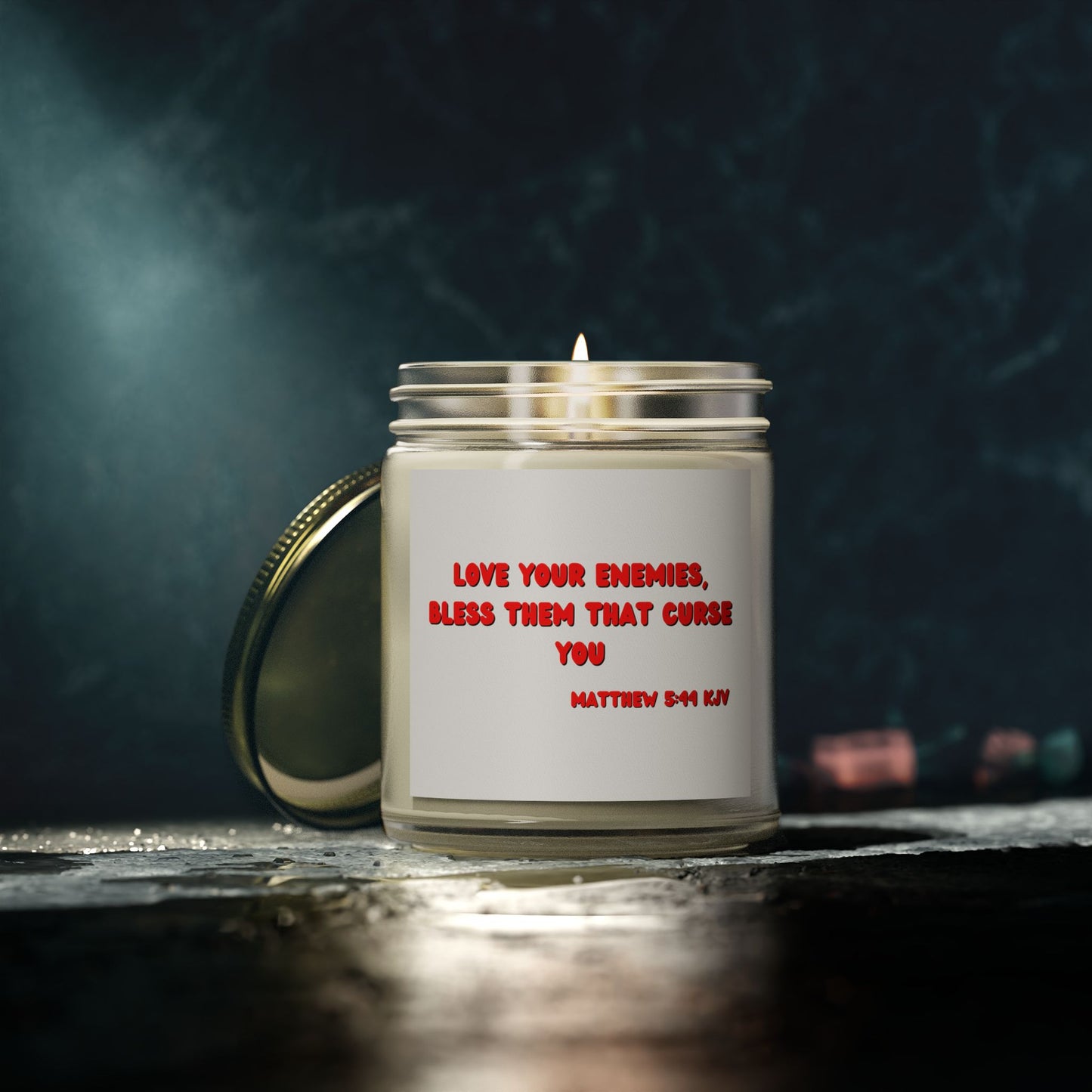 Matthew 5:44 KJV Scented Candle Love Your Enemies Biblical Christian Gift for Faith-Based Living