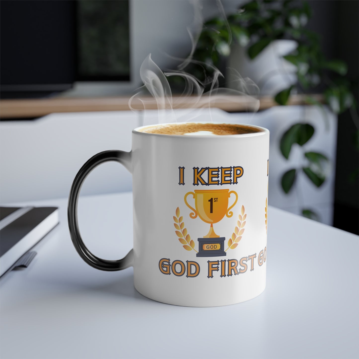 I Keep God First Color Morphing Coffee Mug Inspirational Christian Gift for Faith-Based Living