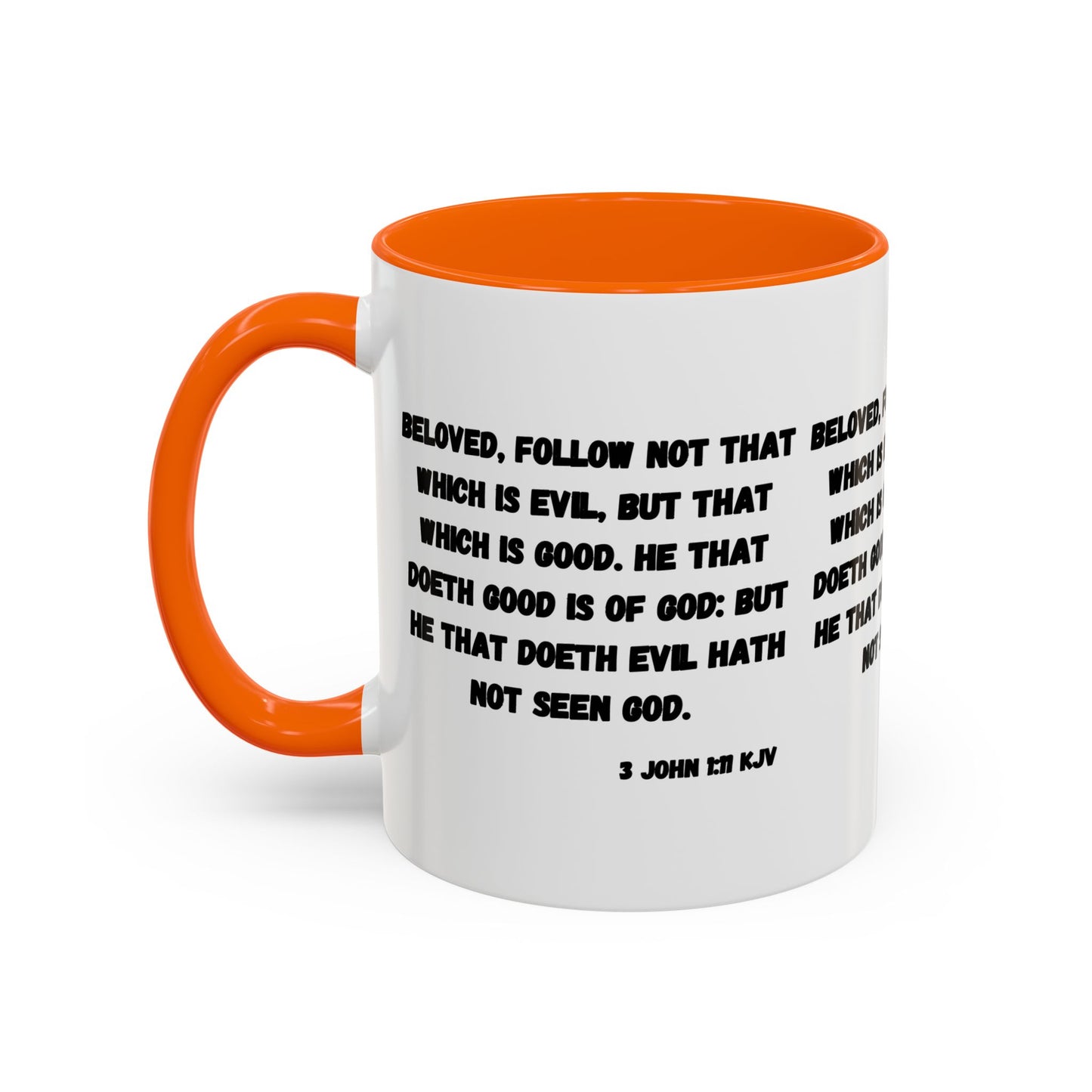 3 John 1:11 KJV Coffee Mug Beloved Follow Not That Which is Evil Inspirational Christian Gift for Faith Based Coffee Lovers