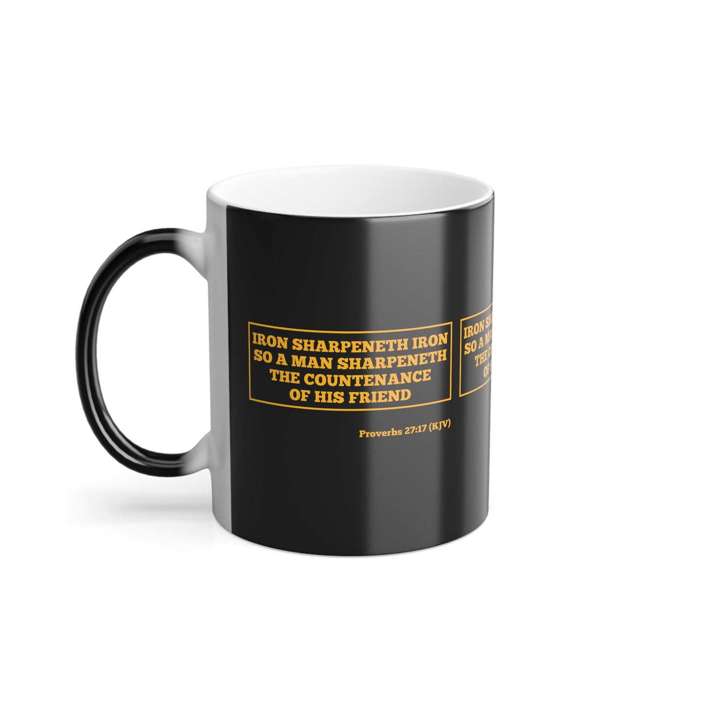 Proverbs 27:17 KJV Color Morphing Coffee Mug Iron Sharpens Iron Inspirational Faith Based Gift For Believers