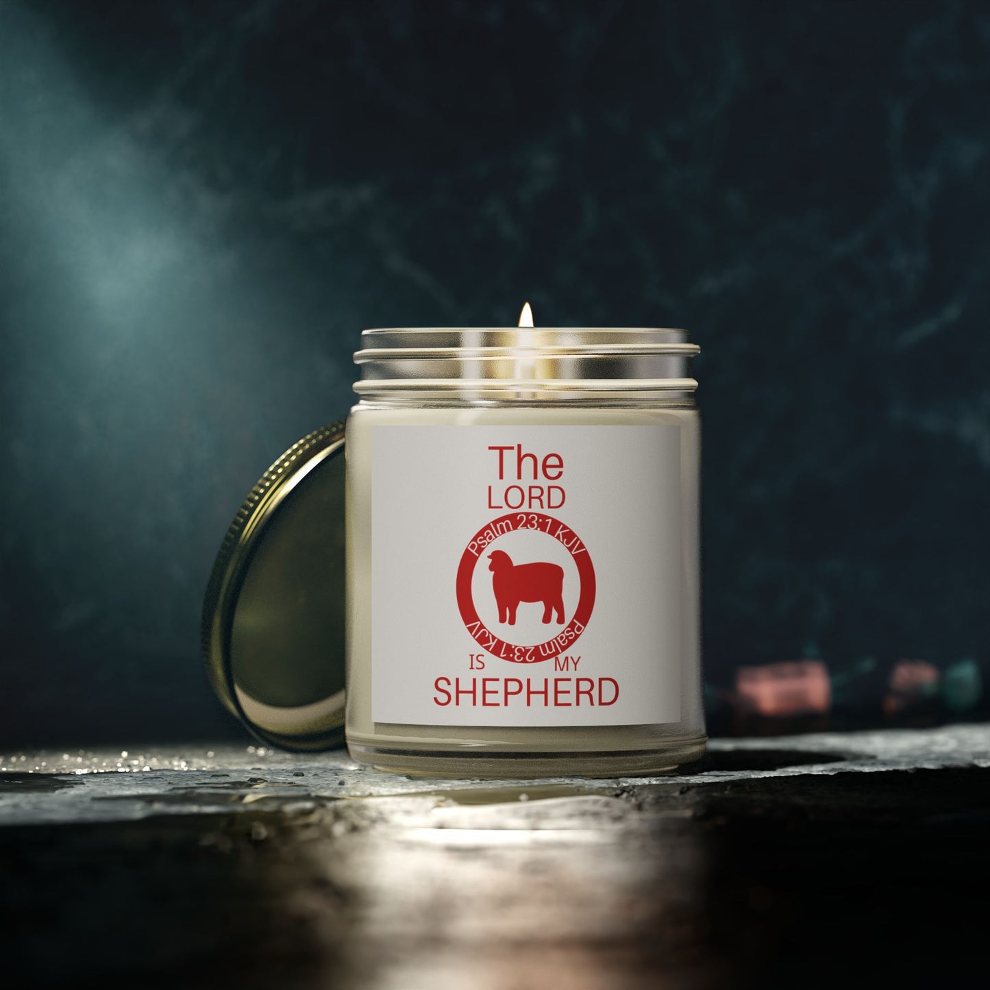 Psalm 23:1 KJV Scented Candle The Lord is My Shepherd Faith Based Gift for Believers