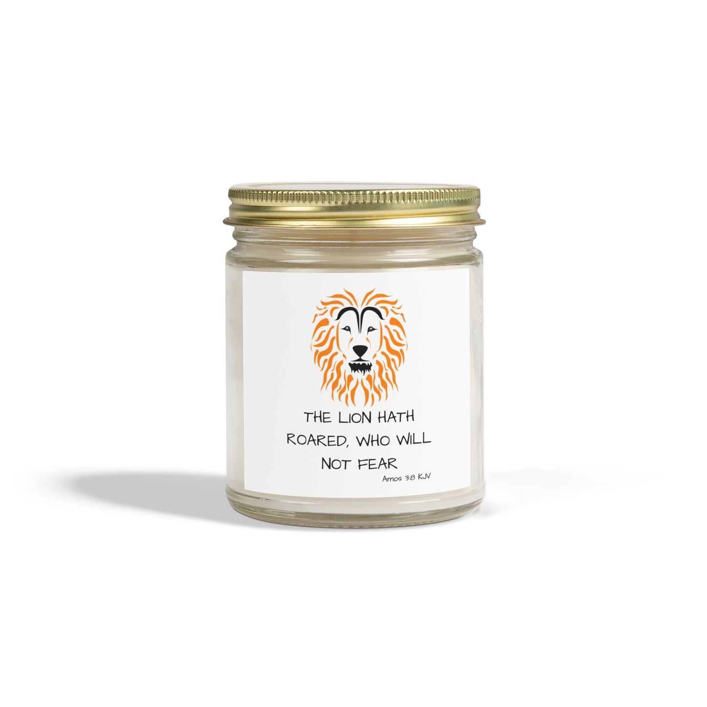 Amos 3:8 KJV Scented Candle The Lion Hath Roared Biblical Christian Gift for Faith-Based Candle Lovers