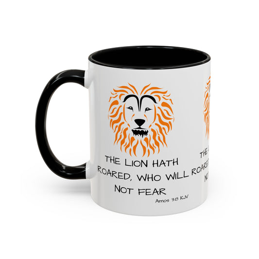 Amos 3:8 KJV Coffee Mug The Lion Hath Roared Biblical Christian Gift for Faith-Based Coffee Lovers