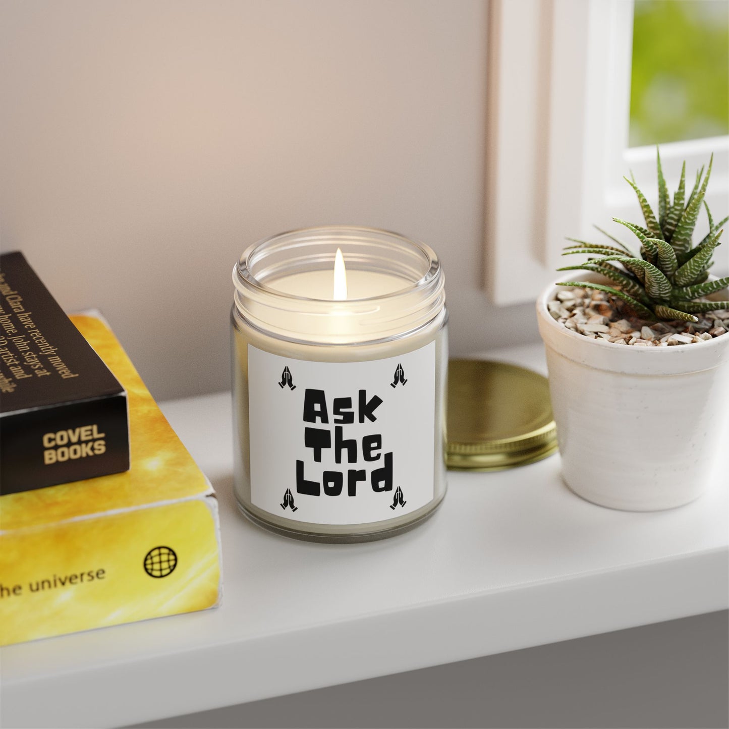 Ask The Lord Scented Candle with Praying Hands Biblical Christian Gift for Faith-Based Living