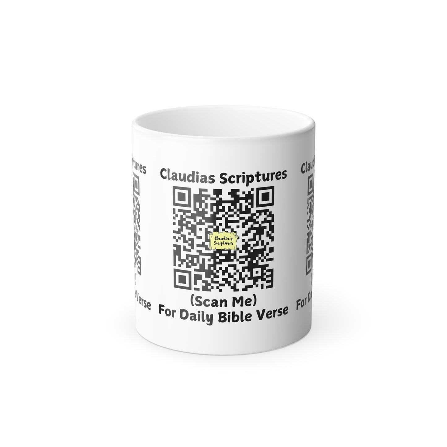 Claudias Scriptures QR Code Color Morphing Coffee Mug Scan for Daily Bible Verse Gift for Faith Based Coffee Lovers