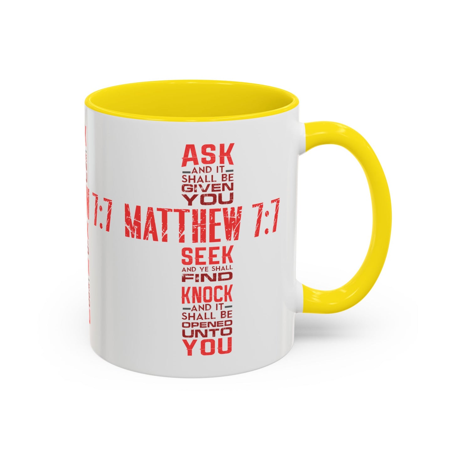 Seek and Find: Matthew 7:7 KJV Bible Verse Coffee Mug Inspirational Christian Gift