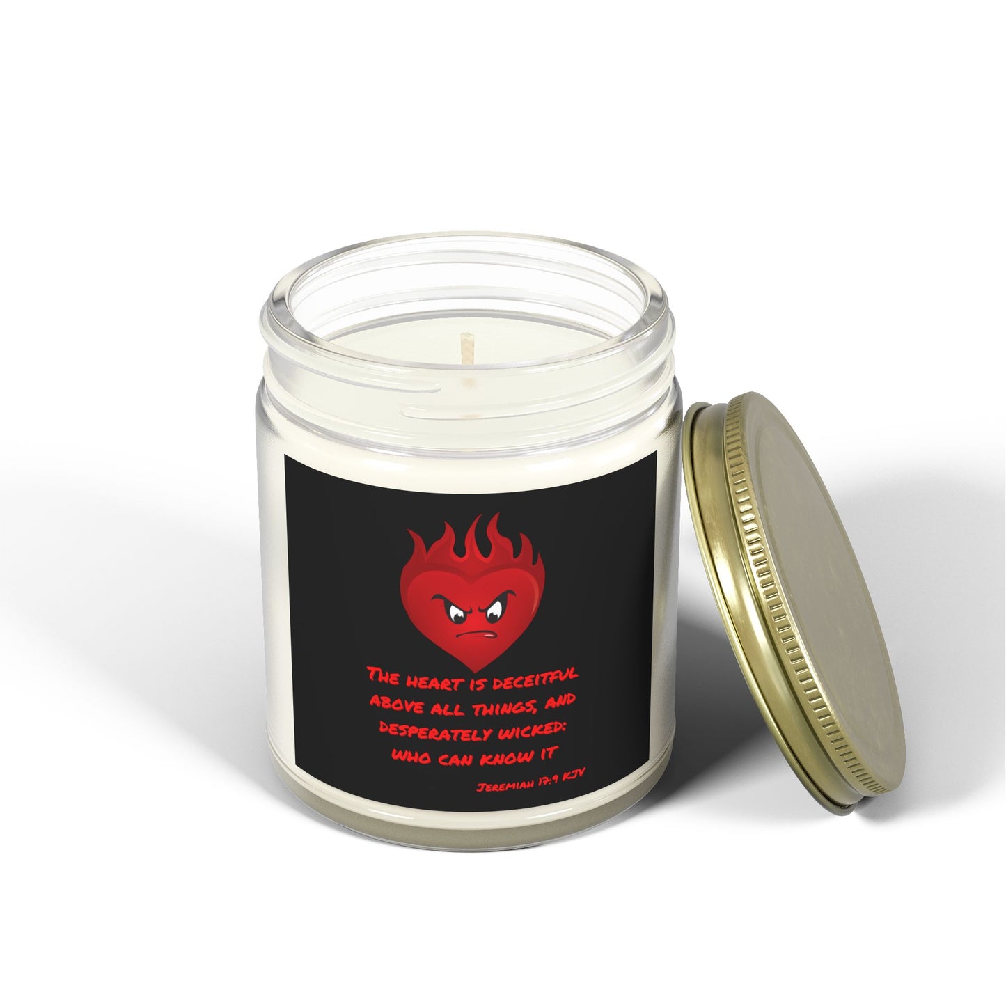 Jeremiah 17:9 KJV Scented Candle The Heart is Deceitful Biblical Christian Gift for Faith-Based Candle Lovers