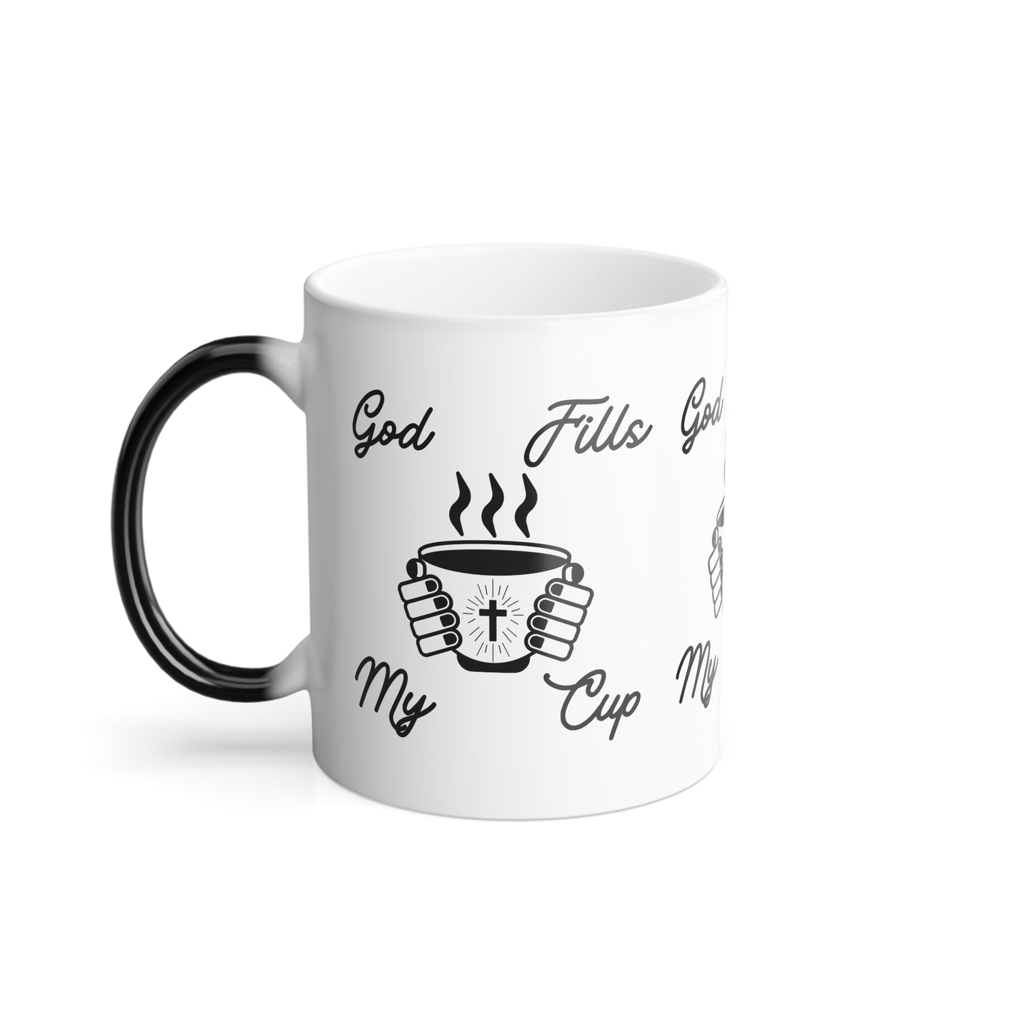 God Fills My Cup Color Morphing Coffee Mug Inspirational Christian Gift for Faith and Encouragement for Coffee Lovers