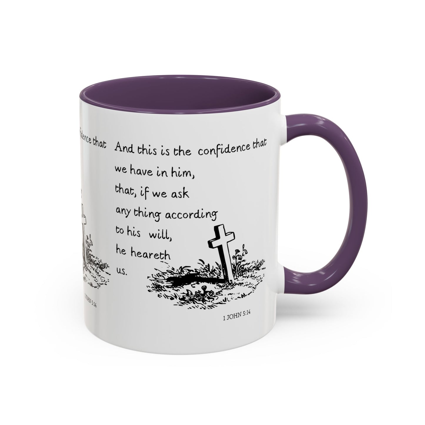 1 John 5:14 KJV Coffee Mug Confidence in Him Biblical Gift for Faith Based Coffee Lovers