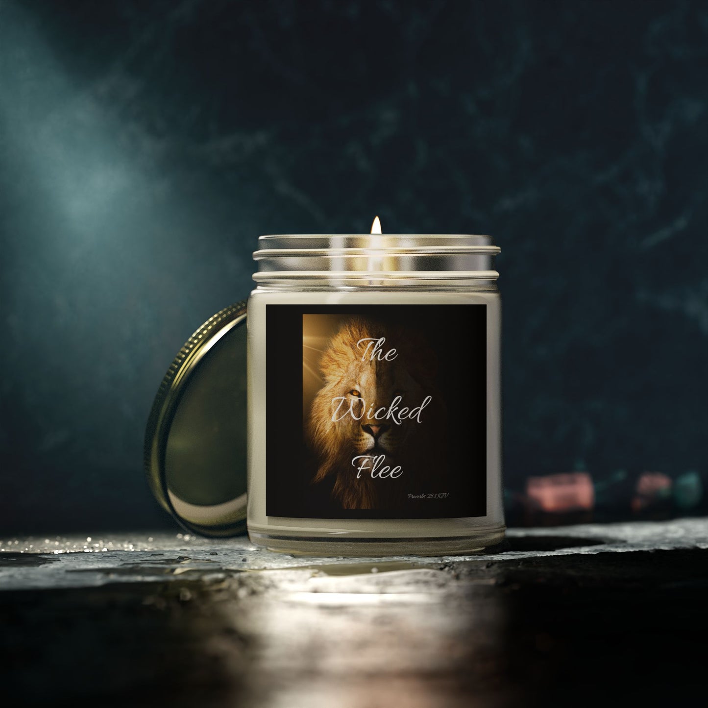 Proverbs 28:1 KJV Scented Candle The Righteous Are Bold As A Lion Faith Based Christian Gift