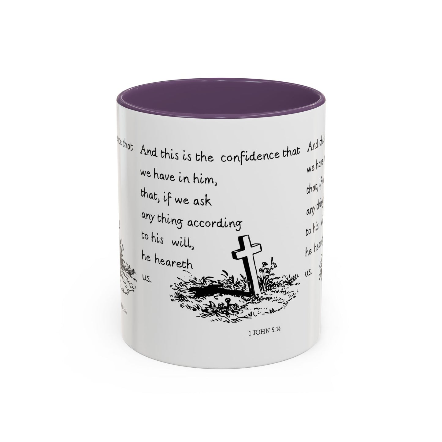 1 John 5:14 KJV Coffee Mug Confidence in Him Biblical Gift for Faith Based Coffee Lovers