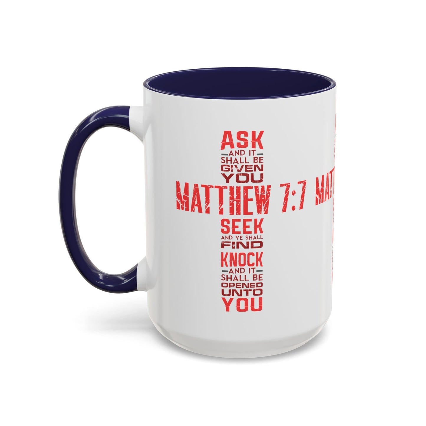 Seek and Find: Matthew 7:7 KJV Bible Verse Coffee Mug Inspirational Christian Gift