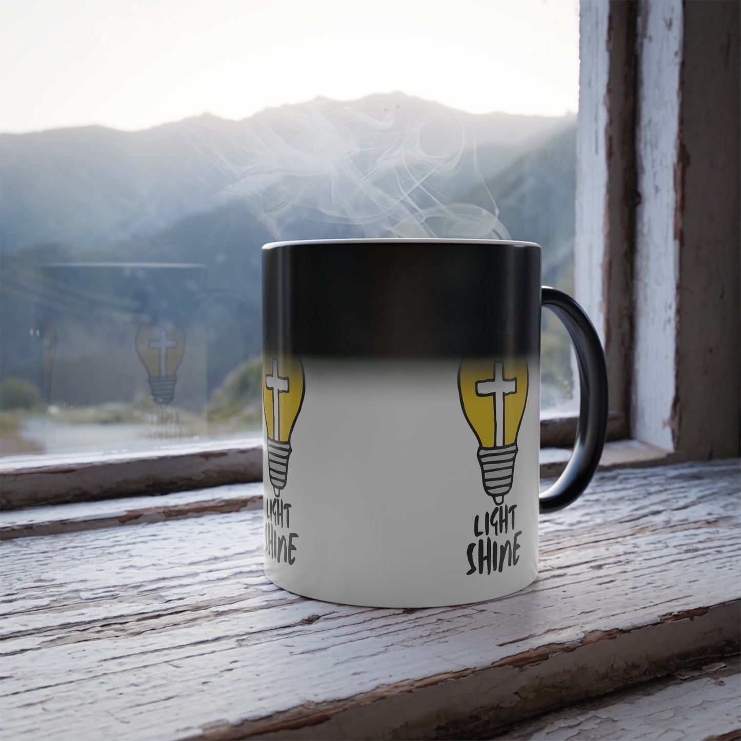 Let Your Light Shine Color Morphing Coffee Mug Inspirational Christian Gift for Faith-Based Coffee Lovers