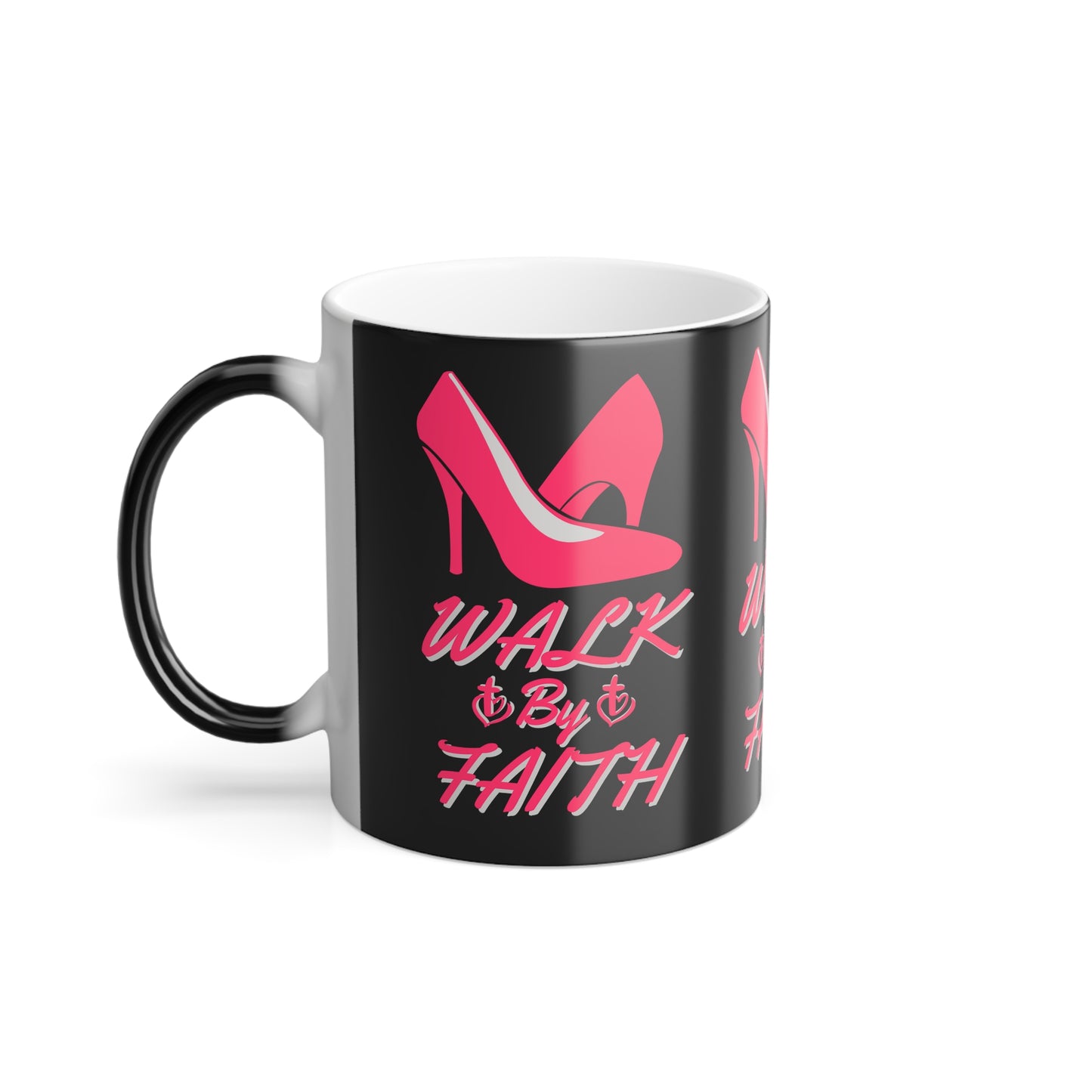 Walk By Faith Biblical Color Morphing Coffee Mug with High Heel Design Christian Gift for Her