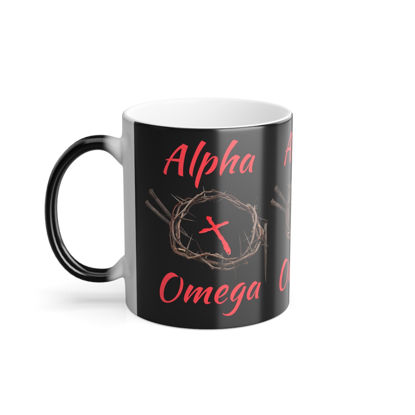 Alpha Omega Color Morphing Coffee Mug Based On Revelation 22:13 KJV Bible Verse