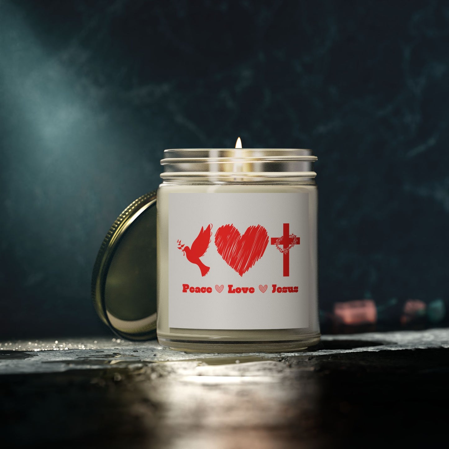 Peace Love Jesus Scented Candle Faith Based Christian Gift