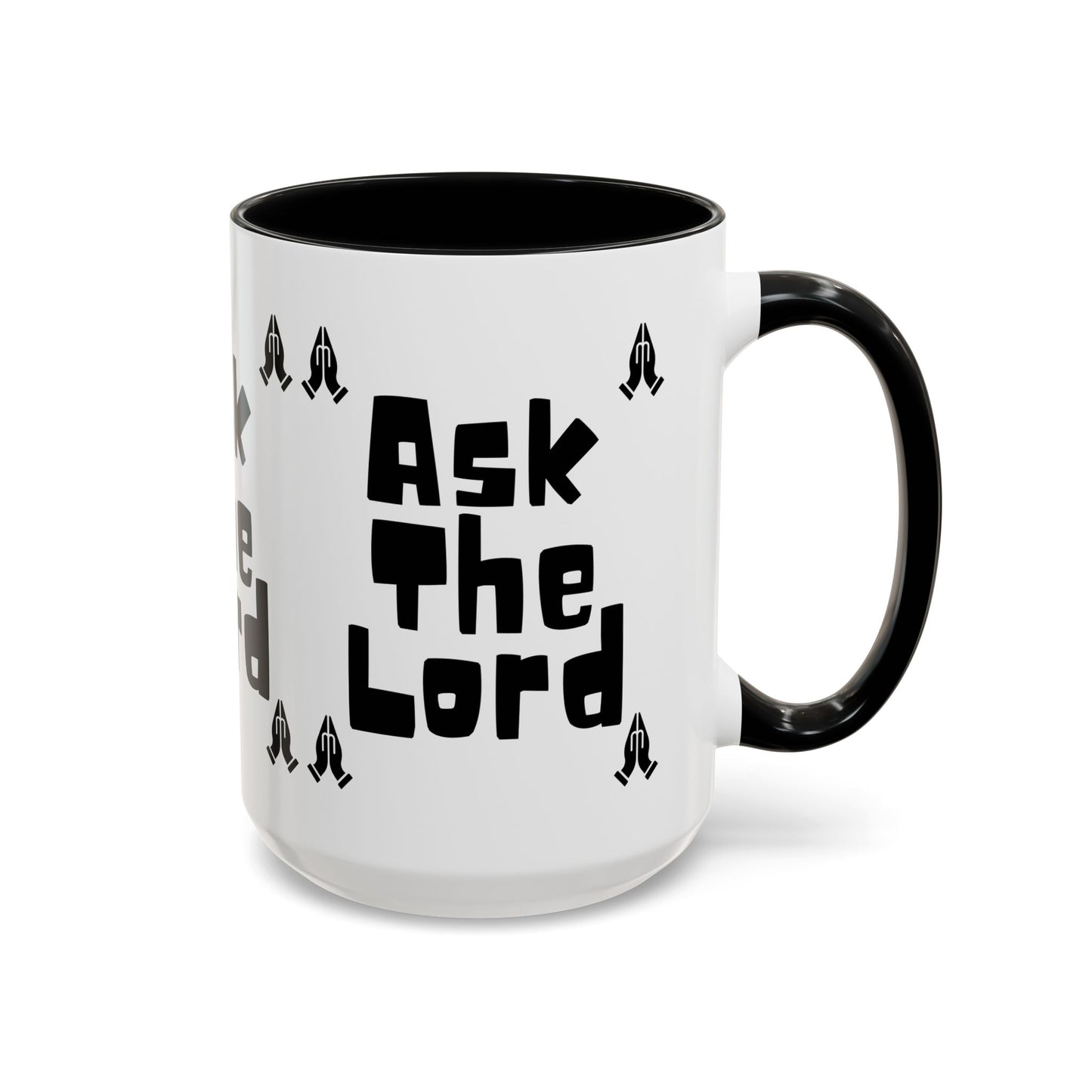 Ask The Lord Coffee Mug with Praying Hands Biblical Christian Gift for Faith-Based Living